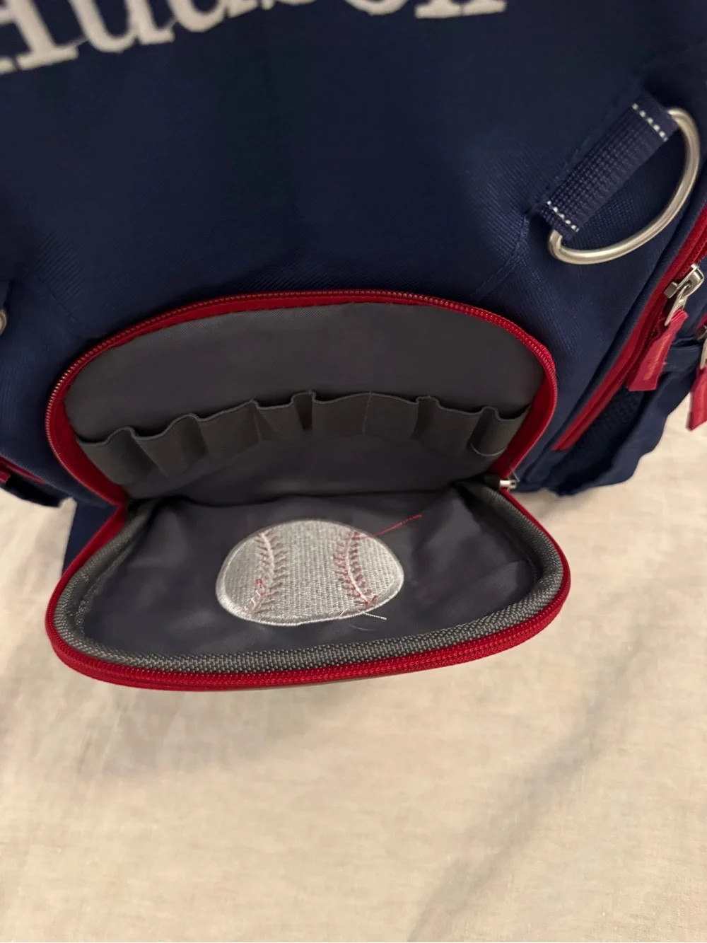 Pottery Barn Kids Navy & Red Baseball Backpack